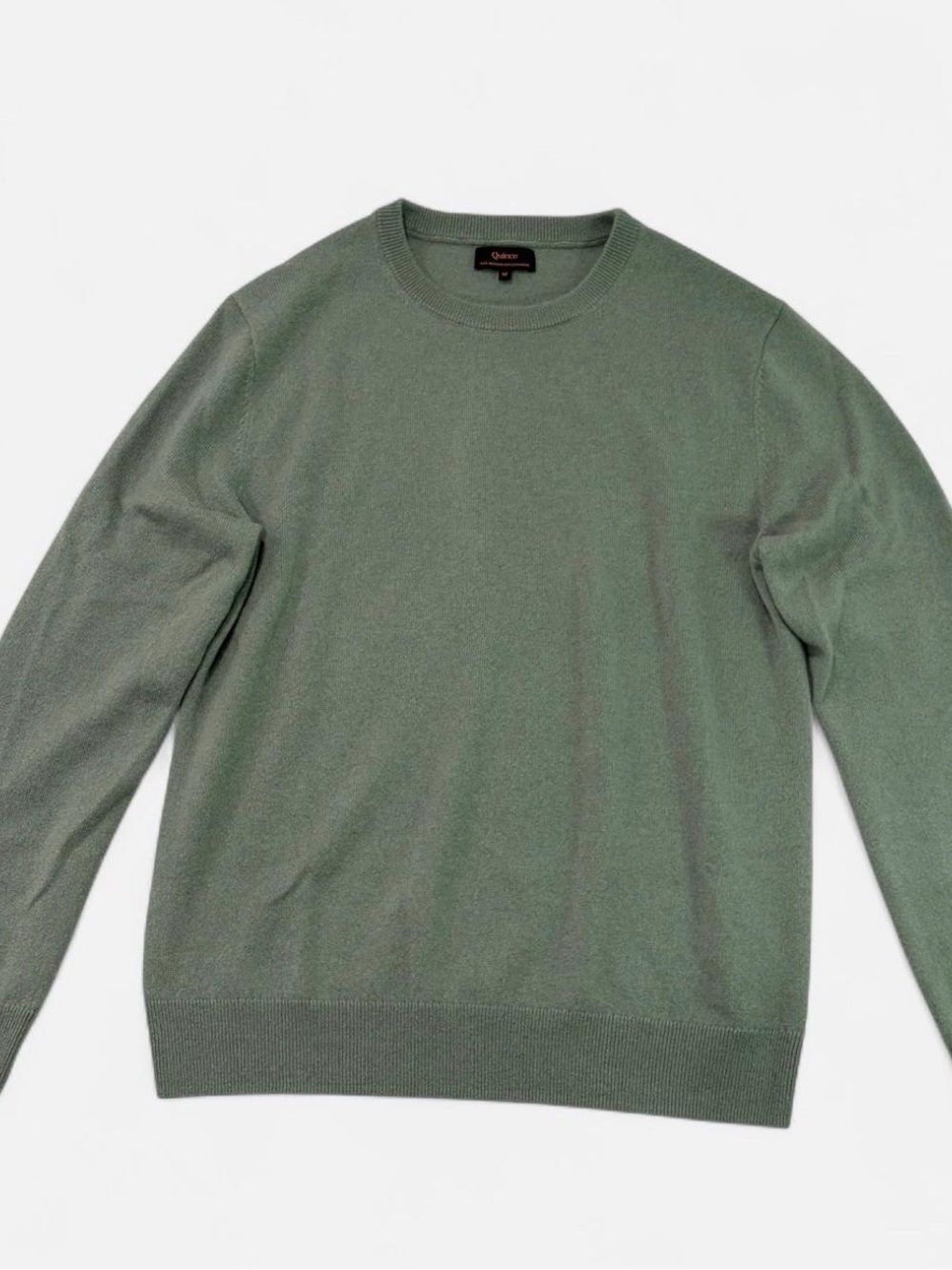 Quince 100% Mongolian Cashmere Moss Green Crewneck Sweater Men’s M